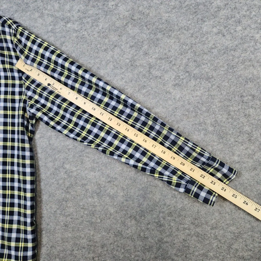 Banana Republic Men's Blue & Yellow Plaid Shirt Size L Untucked Slim‎ Fit Preppy